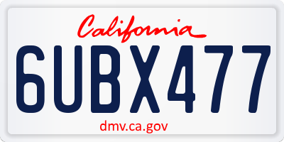 CA license plate 6UBX477