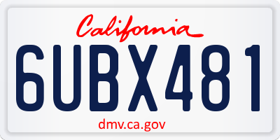 CA license plate 6UBX481