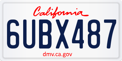 CA license plate 6UBX487