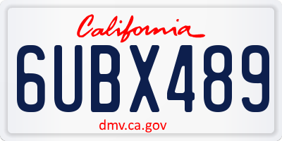 CA license plate 6UBX489