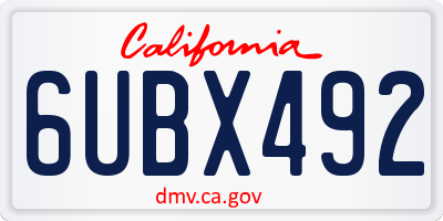 CA license plate 6UBX492