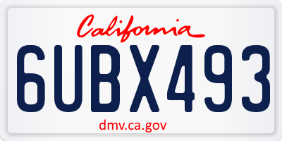 CA license plate 6UBX493
