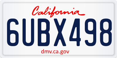 CA license plate 6UBX498