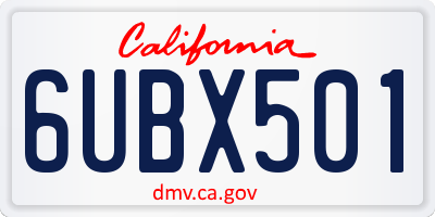 CA license plate 6UBX501