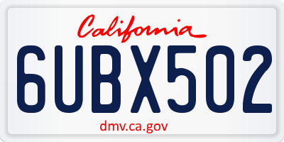 CA license plate 6UBX502