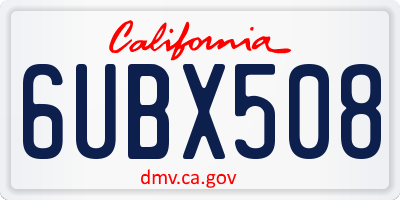 CA license plate 6UBX508