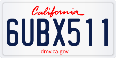 CA license plate 6UBX511