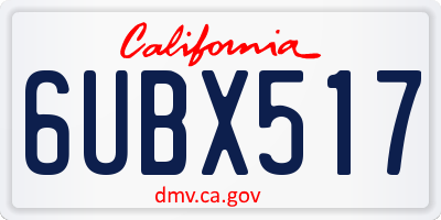 CA license plate 6UBX517