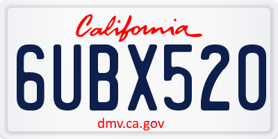 CA license plate 6UBX520
