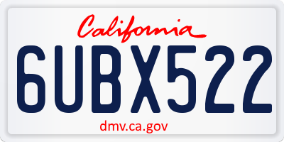 CA license plate 6UBX522