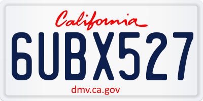 CA license plate 6UBX527
