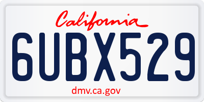 CA license plate 6UBX529