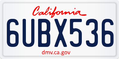 CA license plate 6UBX536