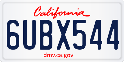 CA license plate 6UBX544