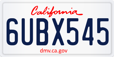 CA license plate 6UBX545