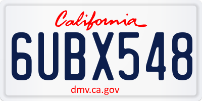 CA license plate 6UBX548