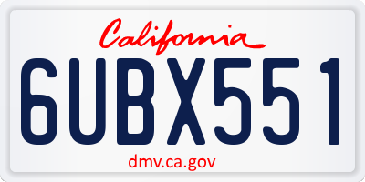 CA license plate 6UBX551