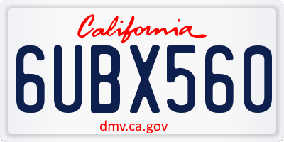 CA license plate 6UBX560