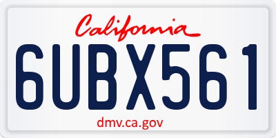 CA license plate 6UBX561