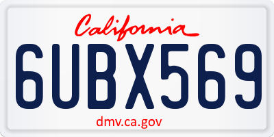 CA license plate 6UBX569