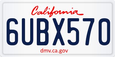 CA license plate 6UBX570