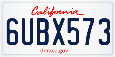 CA license plate 6UBX573