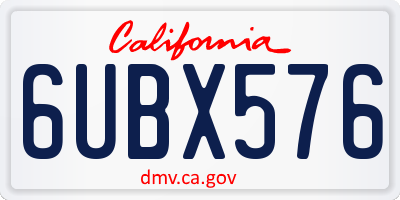 CA license plate 6UBX576