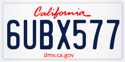 CA license plate 6UBX577