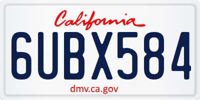 CA license plate 6UBX584