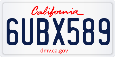 CA license plate 6UBX589