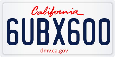 CA license plate 6UBX600