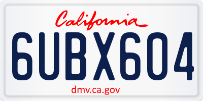 CA license plate 6UBX604
