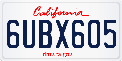 CA license plate 6UBX605