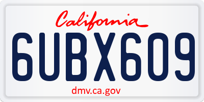 CA license plate 6UBX609