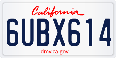 CA license plate 6UBX614