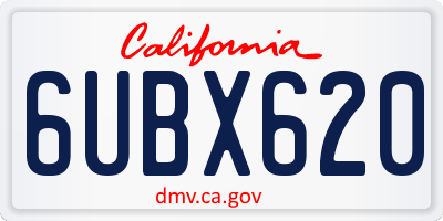 CA license plate 6UBX620