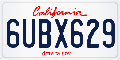 CA license plate 6UBX629