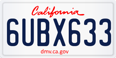 CA license plate 6UBX633