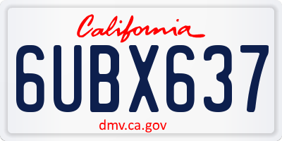 CA license plate 6UBX637