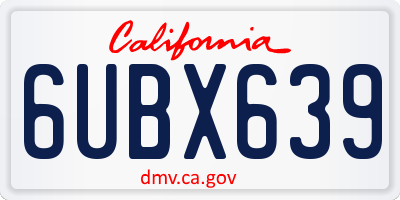 CA license plate 6UBX639