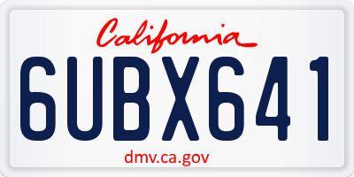CA license plate 6UBX641