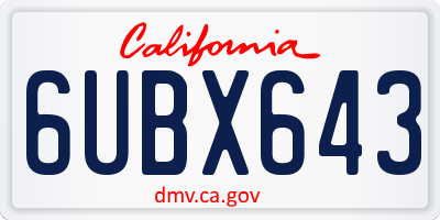 CA license plate 6UBX643