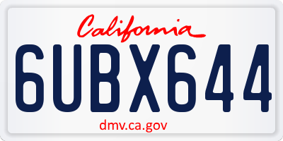 CA license plate 6UBX644