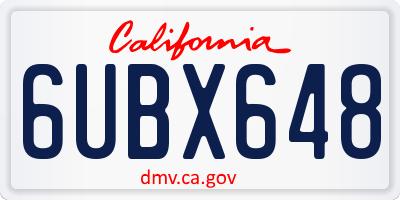 CA license plate 6UBX648