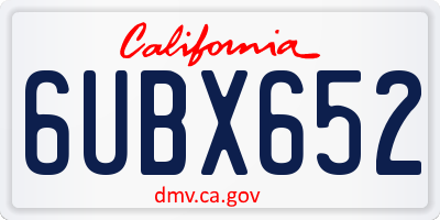CA license plate 6UBX652