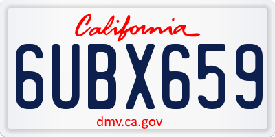 CA license plate 6UBX659