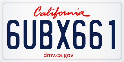 CA license plate 6UBX661