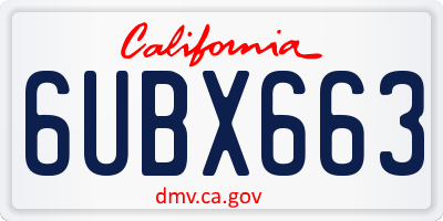 CA license plate 6UBX663