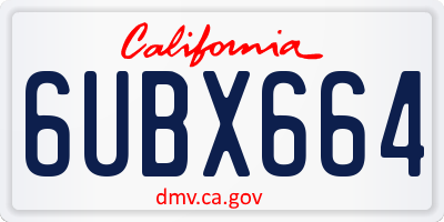 CA license plate 6UBX664