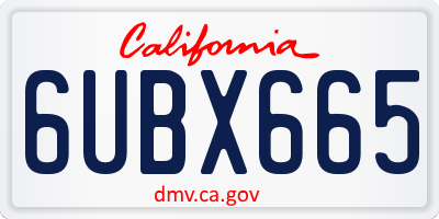 CA license plate 6UBX665